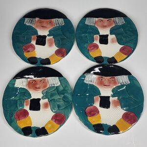 4 Toby Plates Handpainted Staffordshire Shorter & Son England Vintage